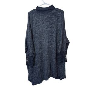 NWT Simple Suzanne Betro Button Detail Turtleneck Cape Tunic Size L Soft Casual